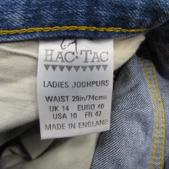 Hac Tac Jodhpurs Blue Denim Raw Hem High Rise 10 - Picture 8 of 10